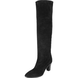 VINCE. Womens Black Padded Casper Round Toe Stacked Heel Leather Slouch Boot 5 M